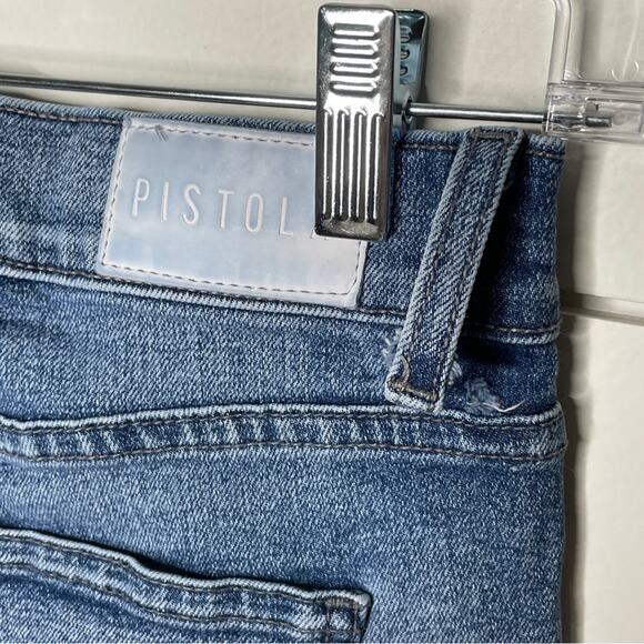 Pistola High Rise Distressed Raw Hem Stretch Skinny Jeans Medium Wash Size 25 - Picture 9 of 10